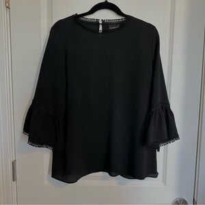 Liz Claiborne Black Ruffle Sleeve Blouse